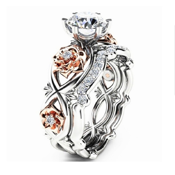 *Only size 6 left* CZ Rose Gold & Silver Ring Set - Picture 4 of 4